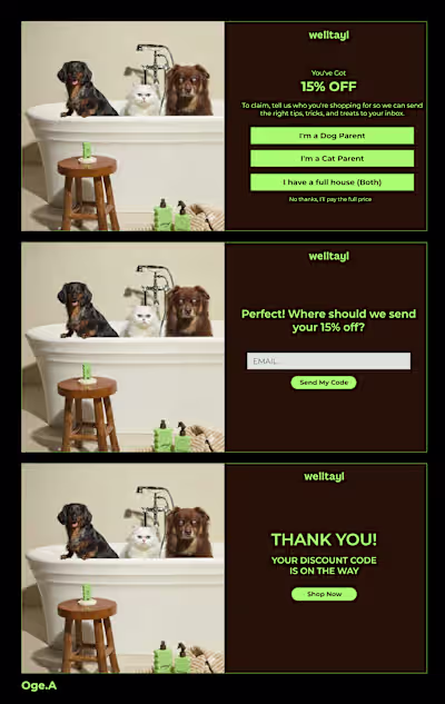 Pop-Up form for Welltayl