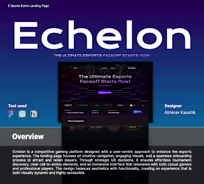 E Sport event landing page