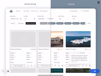 UI/UX of Yachts Website