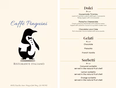 Caffè Pinguini Menu Redesign