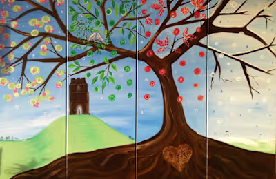 Glastonbury Tor Four-Panel Commission