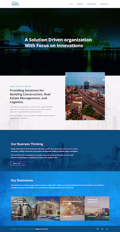 Website Development for Great Adetula Limited