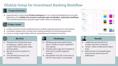 ClickUp Setup for Investment Banking Workflow