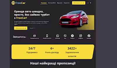 Car rental website with SEO-focused structure and dual theme