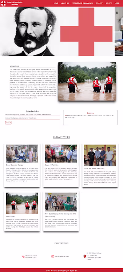Website for Red Cross Society, Dibrugarh 
