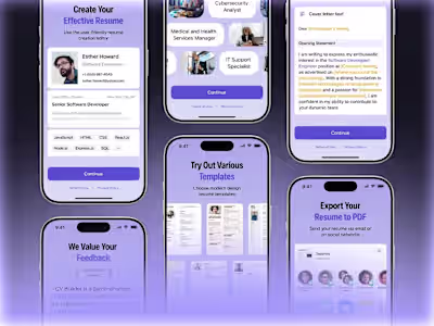 Onboarding for Resume & CV Builder App