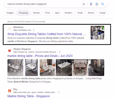 Google Ads Campaigns for Marbleture