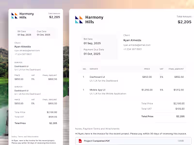 Invoice design for an accounting SaaS.