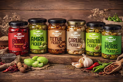 Traditional Pickle Label Design & Glass Jar Packaging