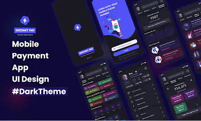 Mobile Payment App UI Dark theme