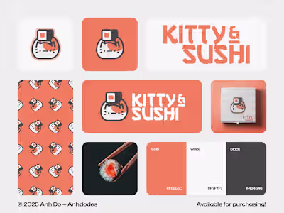 Kitty and sushi logo design for sale Exclusive logo design b...