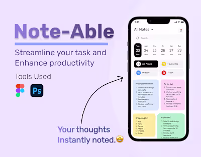 Note-Able - capture thoughts in seconds. :: Behance