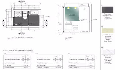 DETAILED PLANS | MATERIAL CALCULATION - BATHROOM