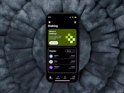 Homepage of a crypto trading app