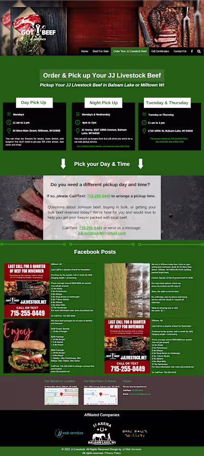 JJ Livestock Order Page Redesign