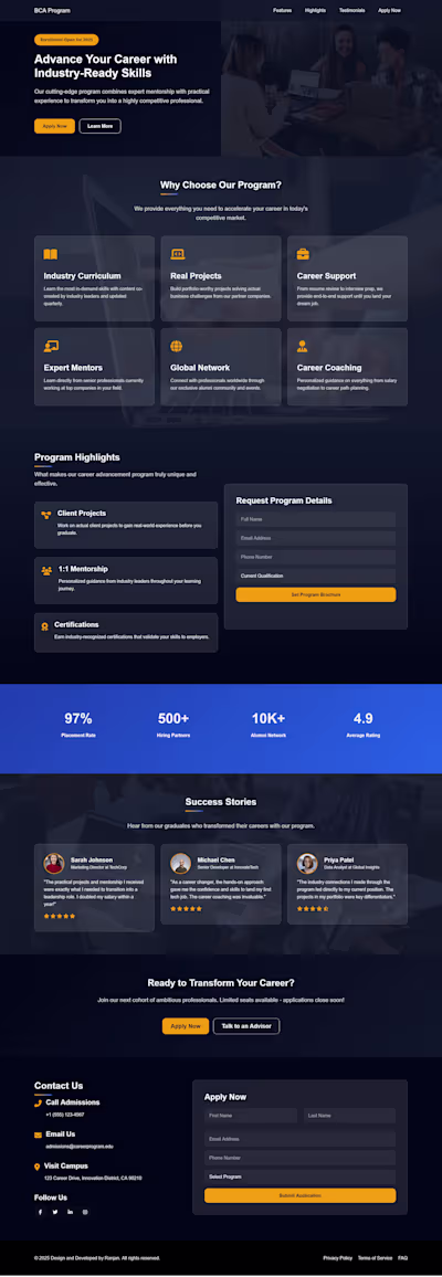 College Admission Landing Page