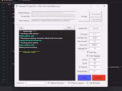 Uniswap/PancakeSwap (Ethereum Blockchain) Liquidity Sniper Bot