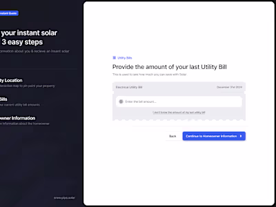 Onboarding Utility Bill Step Crafted in Figma & Bubble!