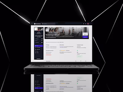 Social community platform: Event page screen