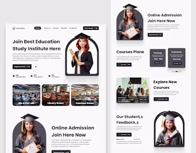 Online education website landing page