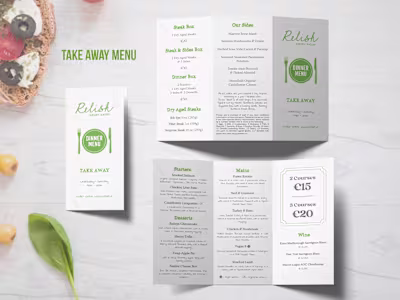 Relish Menu Design | Promotional Materials