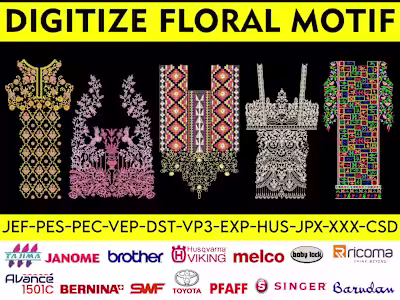 Embroidery Design Digitisation for men's and women's Apparel