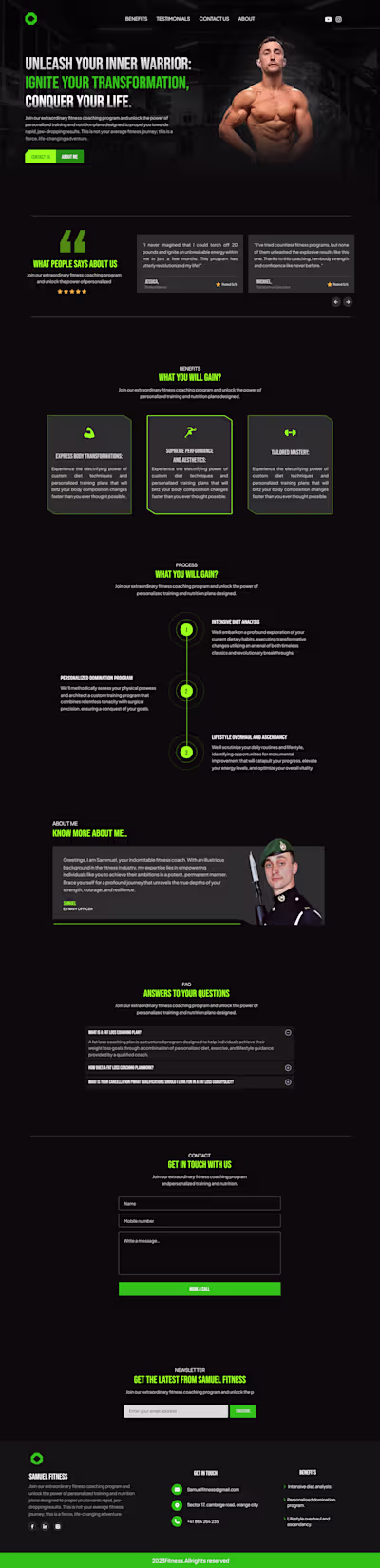 Fitness Landing page UI design