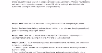 InAmigos' Social Impact & CSR initiative Project