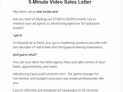Real Estate Ads, 1-Min Video Sales Letter Script.