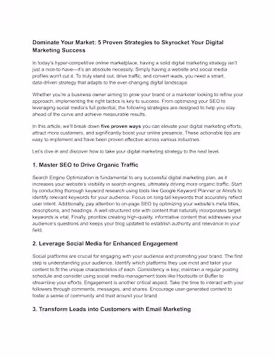 Blog Article Writing