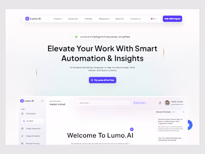 Hey! Lumo AI Website Design Concept Here’s a clean and moder...