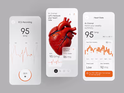 Mobile App Design — ECG & Heart Rate Monitoring UI