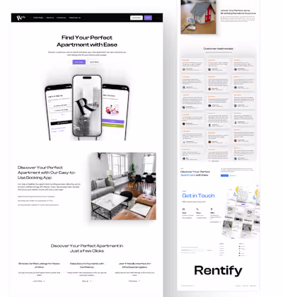 Landing Page for a mobile app(Rentify)