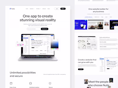 Nulla - A Landing page for a website builder platform