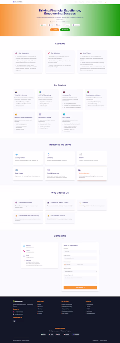 Development of IndiaCFO.in Financial Services Website