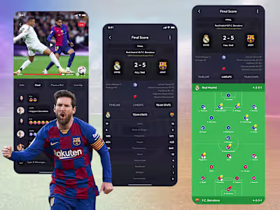Sports Mobile App & Live Score Streaming UI