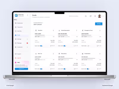 Prime Pay - Finance Dashboard Goal Page