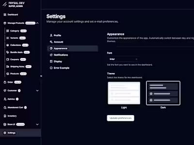 E-Commerce Admin Dashboard