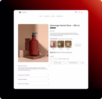 LUXEOL : Skincare web design + brand Identity Board