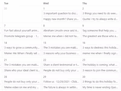 30 Days Instagram Content Calendar