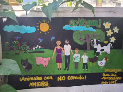 Vegan art mural at restaurant in Puerto Morelos, México