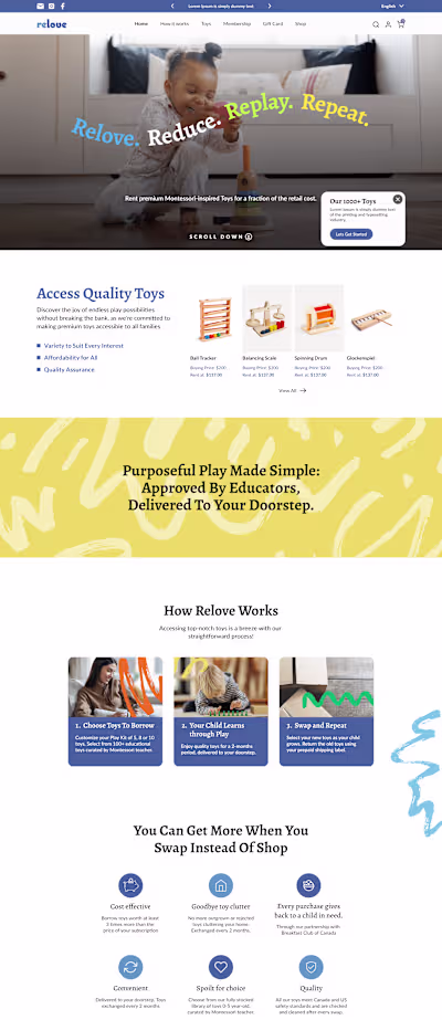 Relove - Kids Toys Website Redesign