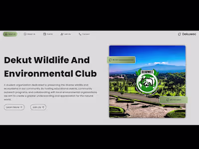 Frontend Development for University Wildlife Club