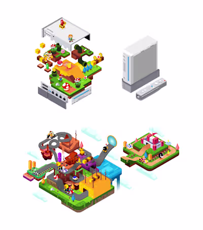 Super Mario Bros Isometric Illustration Tribute