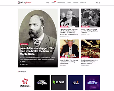 Casino News, Slots, & Affiliate Hub  Wordpress Website