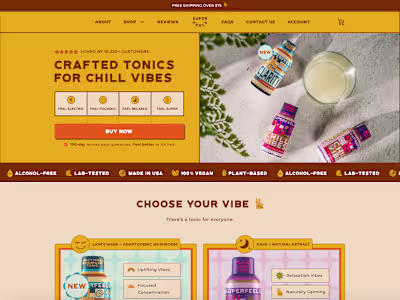 Superfeels Shopify Store Design and Development