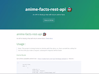 Anime Facts Node API