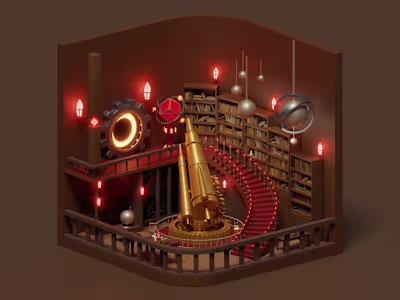 Mystical 3D Library Scene