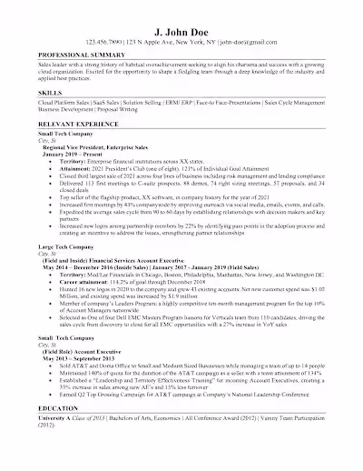SaaS Sales Resume