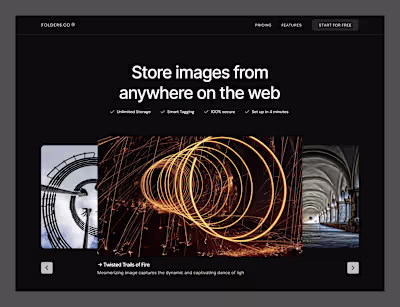 Folders - Cloud based image storage landing page design